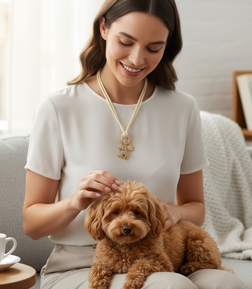 Pavé Dog And Paw Cord Necklace