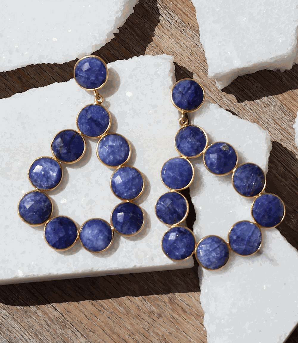Gemstone Bezel Drop Earrings