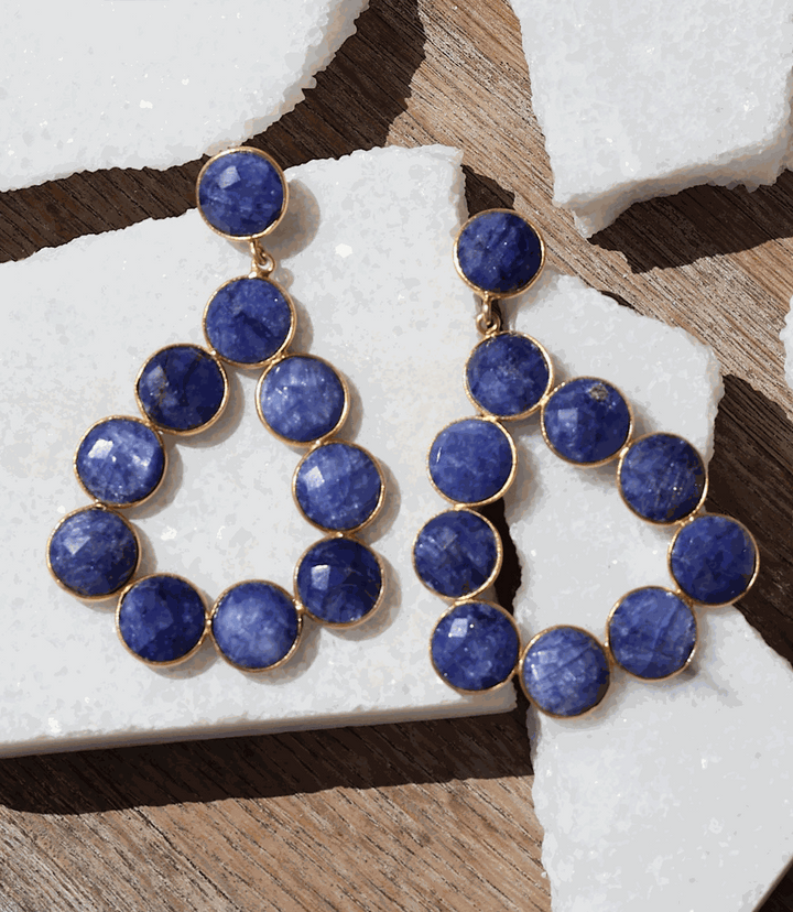 Gemstone Bezel Drop Earrings