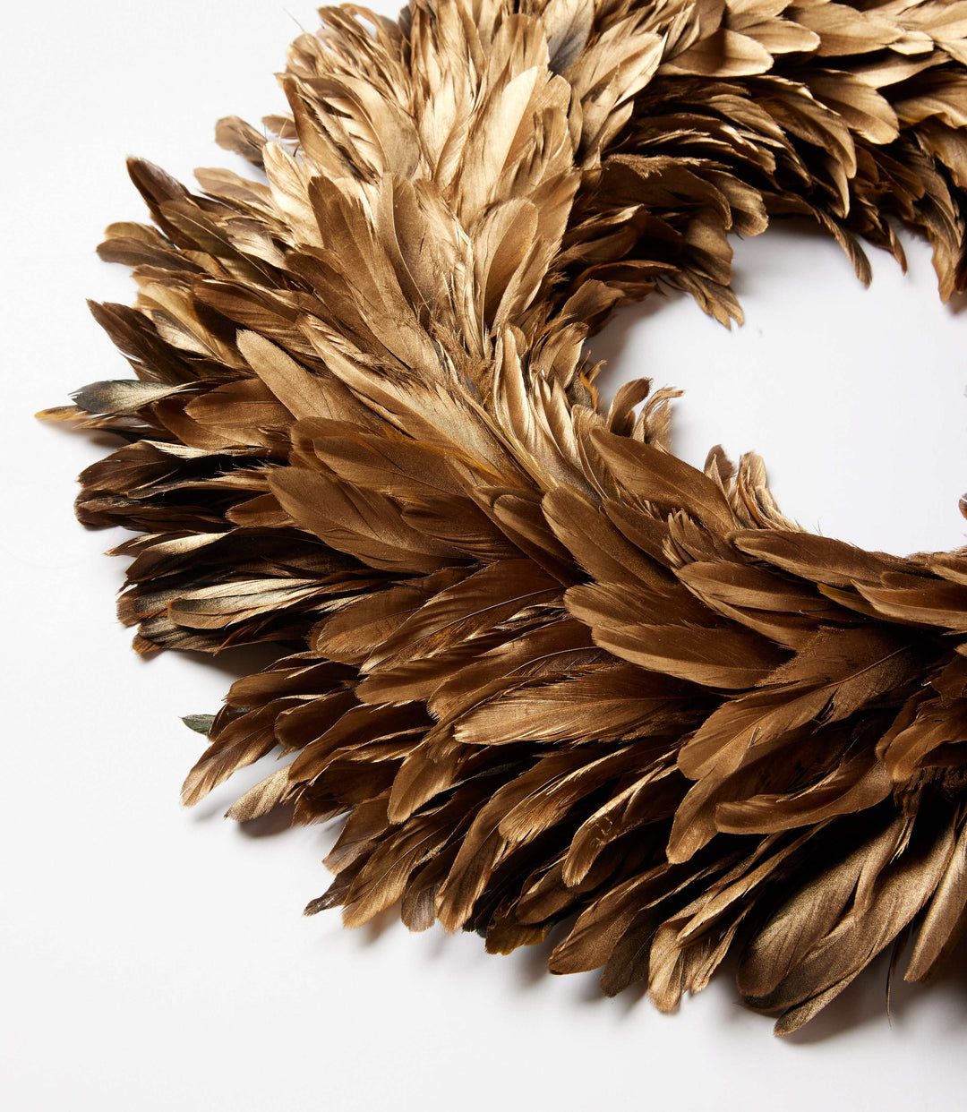 Flocked Feather Metallic Wreath
