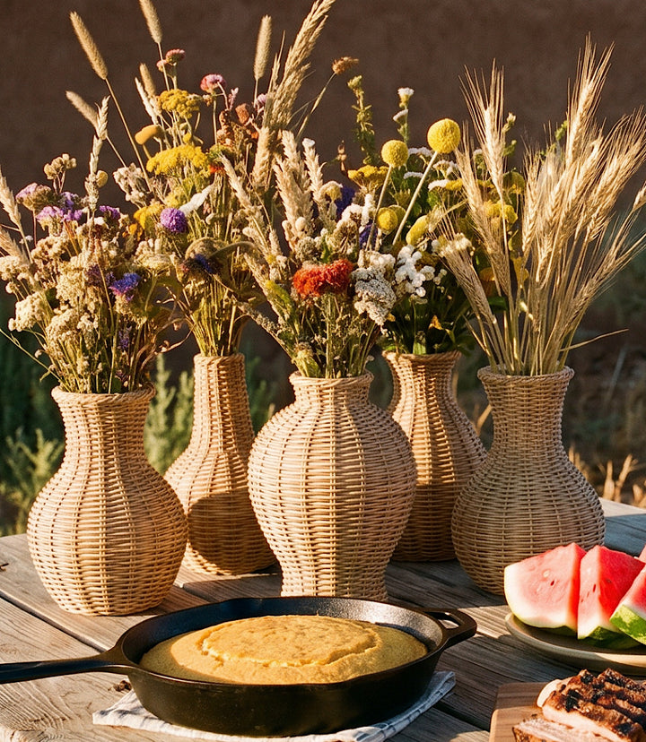 Malibu Gourd Basket Weave Resin Vase