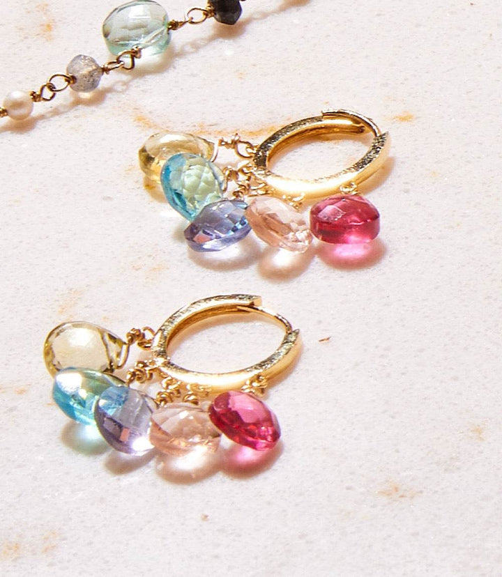 Gemstone Huggie Earrings