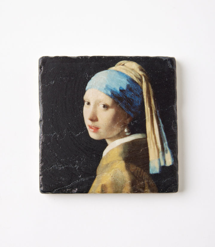 Johannes Vermeer Marble Coasters, Set Of 4