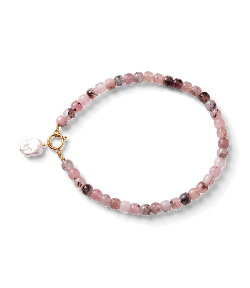 Beaded Pink Jade And Pearl Necklace