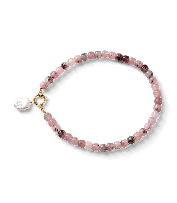 Beaded Pink Jade And Pearl Necklace
