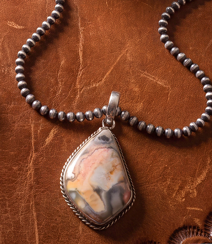 Pink Agate Pendant Necklace