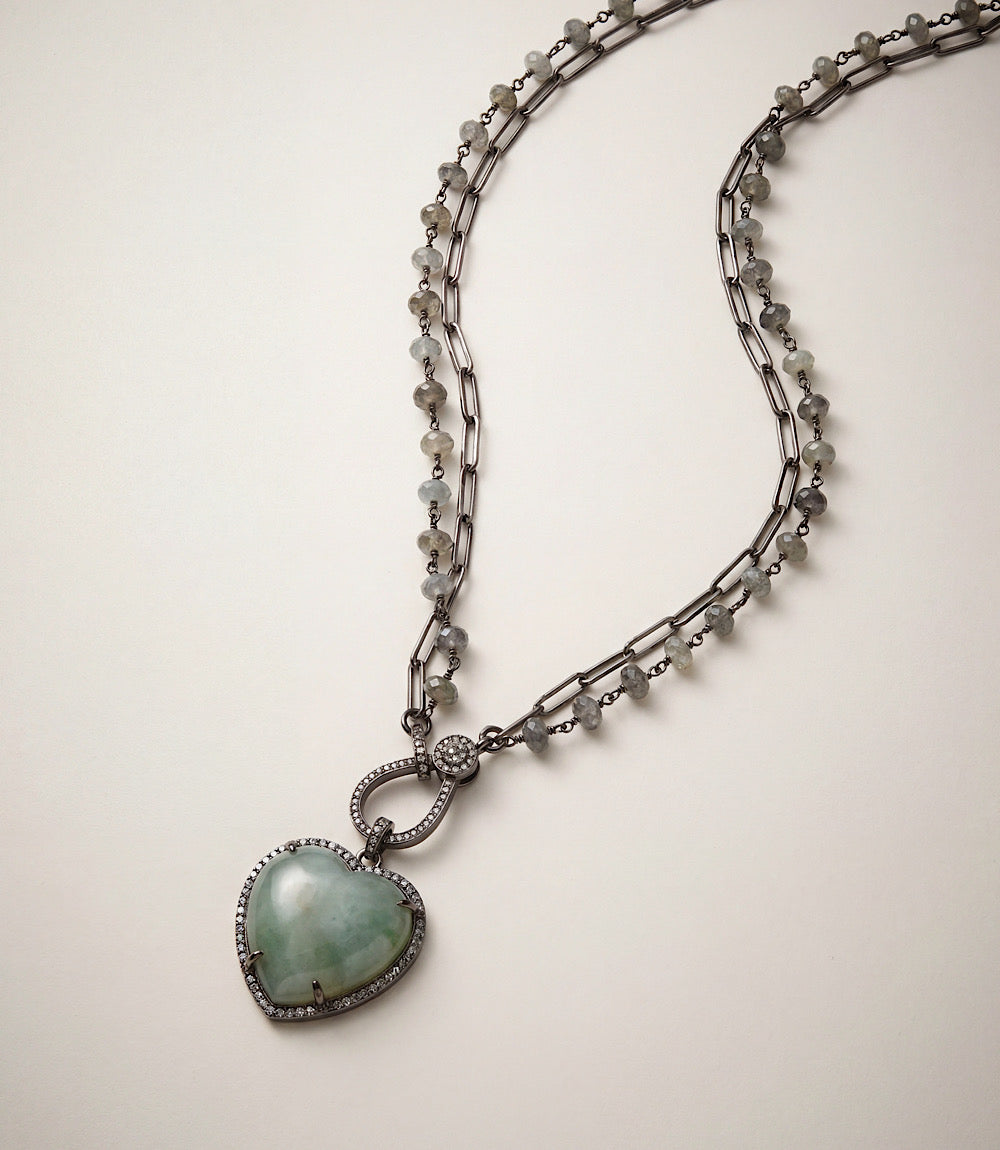 Aquamarine Heart Crystal Pendant Necklace