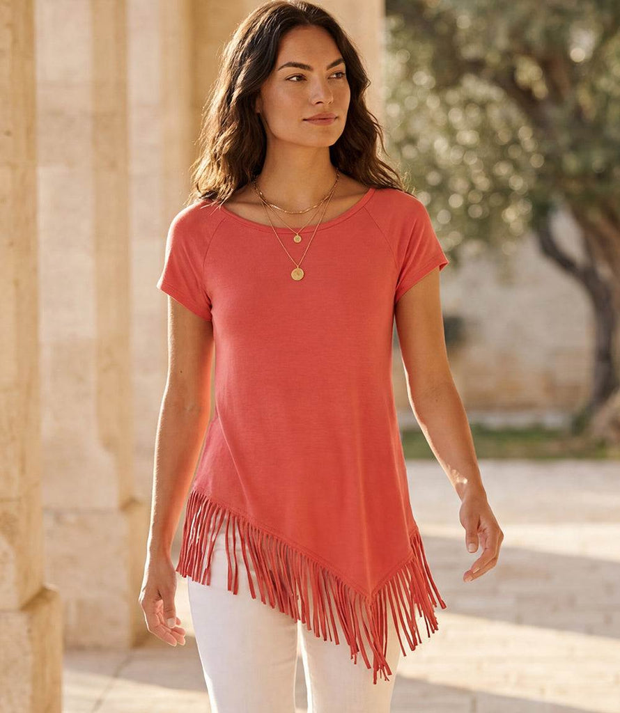 Angled Fringe Top - Stylish Casual Wear with Fringe Detail – Karen