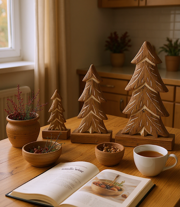 Wooden Pine Trees, Set Of 3