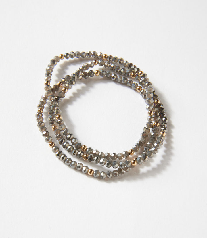 Beaded Crystal Bracelets, Set Of 3