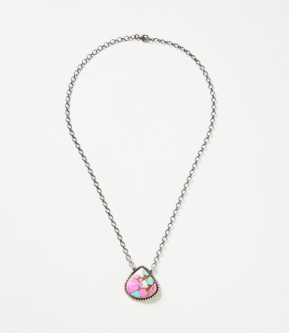 Cotton Candy Turquoise Teardrop Pendant Necklace
