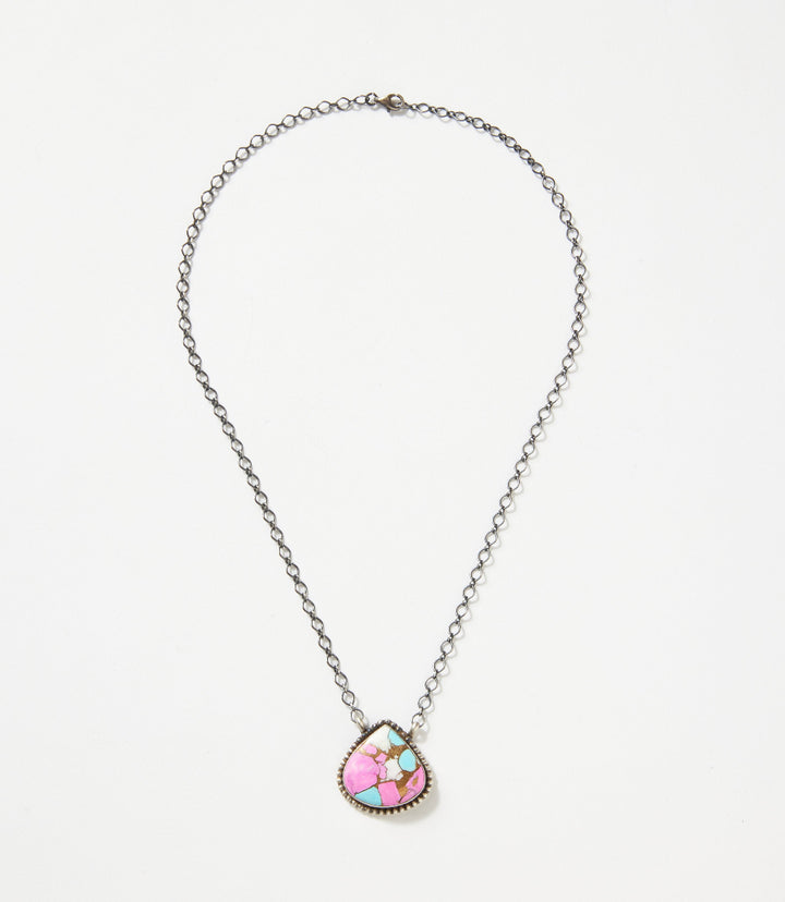 Cotton Candy Turquoise Teardrop Pendant Necklace