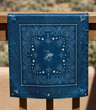 Banditos Silk Scarf with bronc riders and cactus border in satin silk