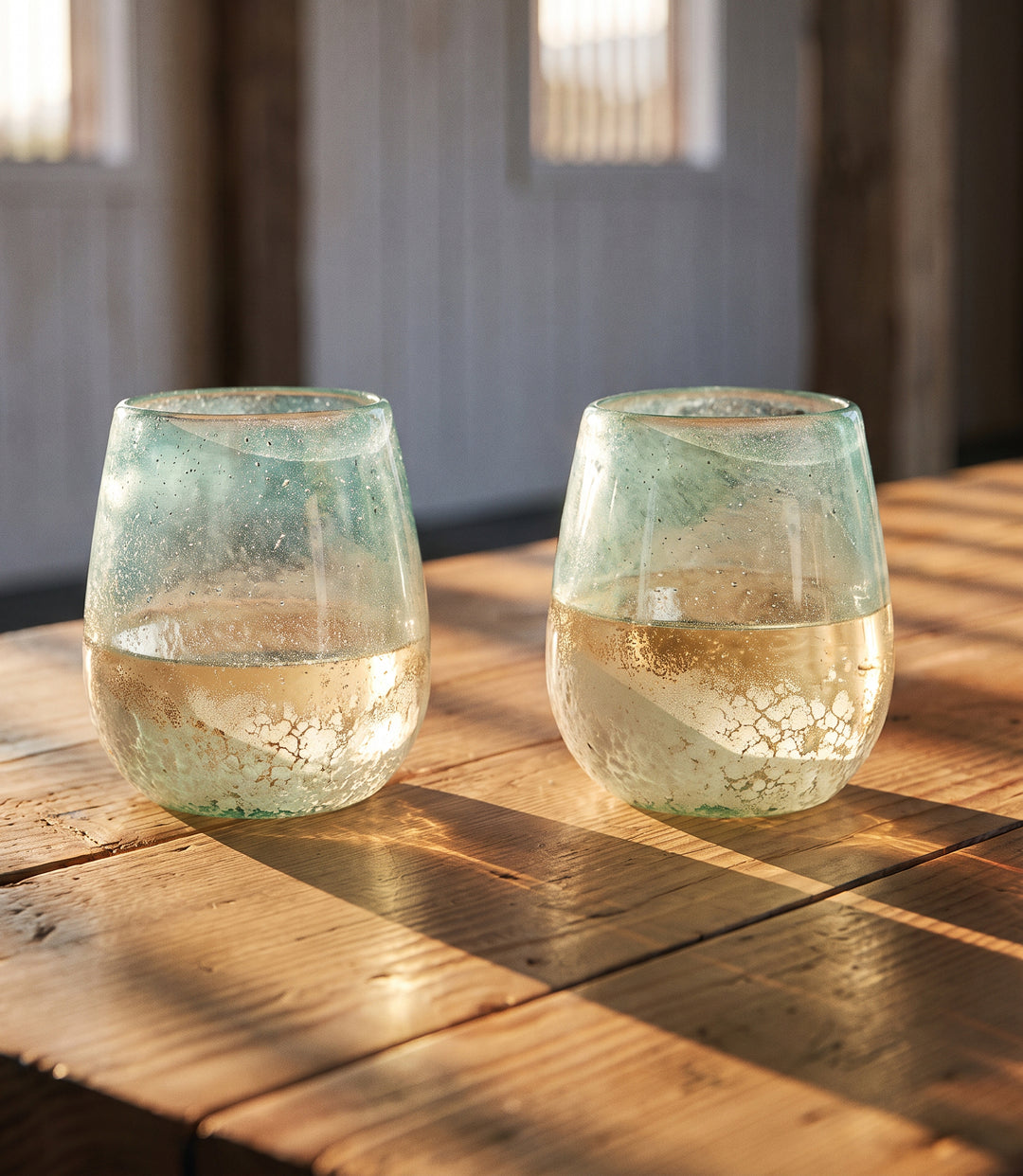 Coastal Mirage Stemless Wine Glasses, Set Of 2