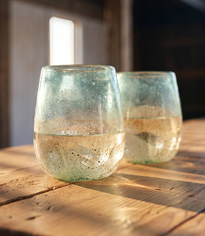 Coastal Mirage Stemless Wine Glasses, Set Of 2