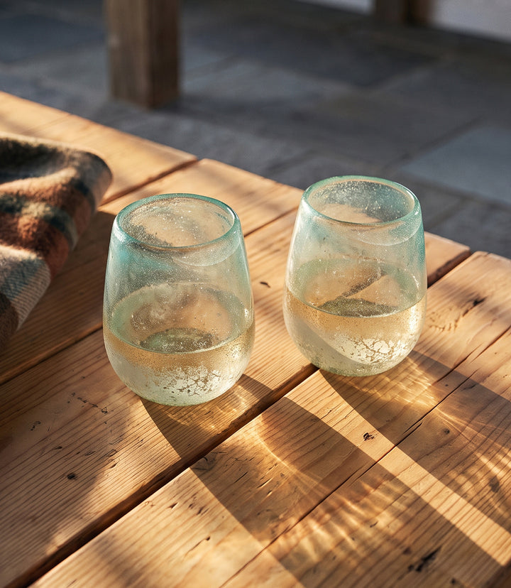 Coastal Mirage Stemless Wine Glasses, Set Of 2