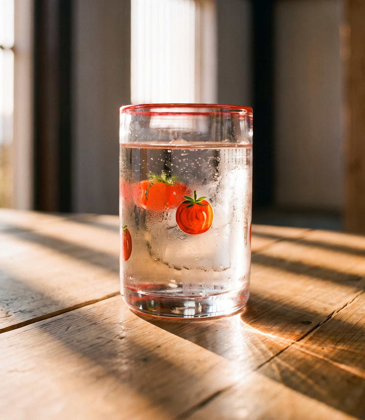 Tomato Hand-Painted Drinking Glass