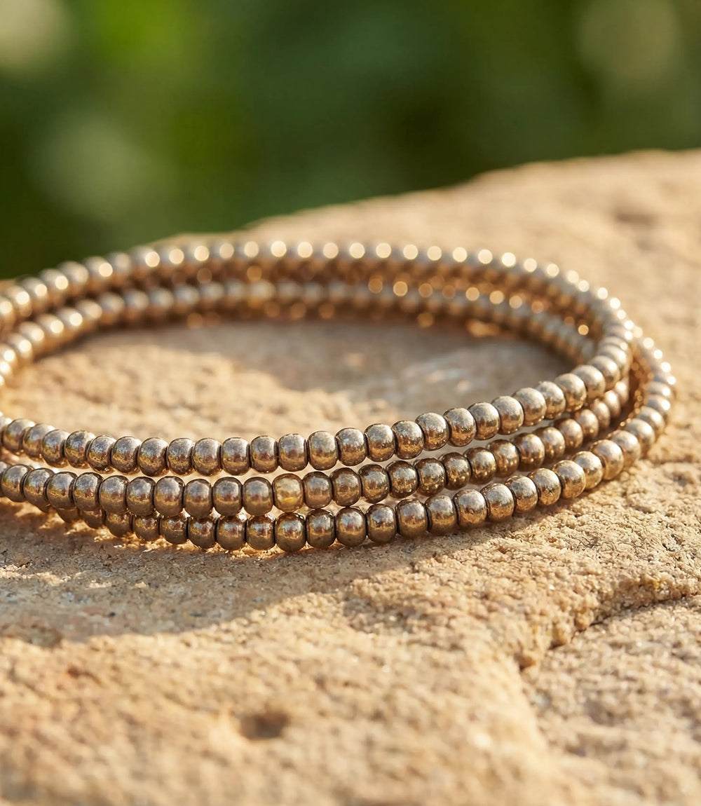 Set of three beaded crystal bracelets with Czech glass and gold-filled beads for a refined sparkle and layered style