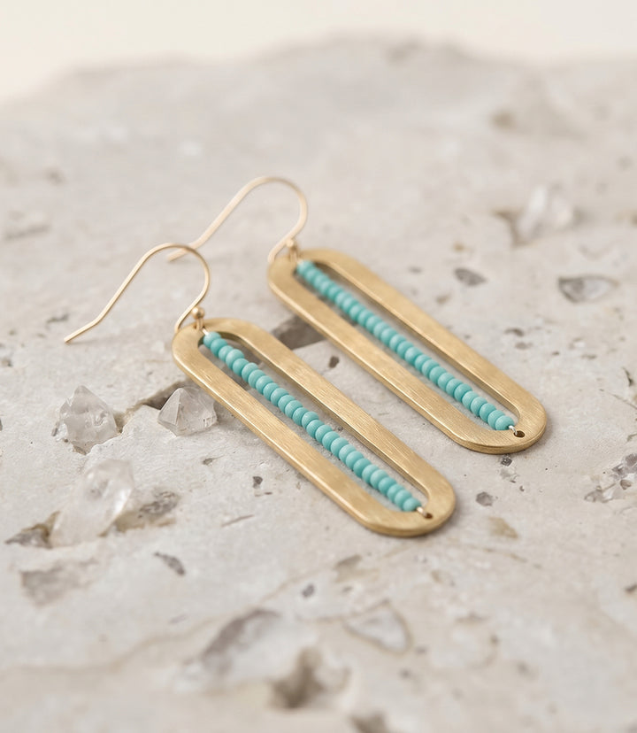 Beaded Oval Earrings