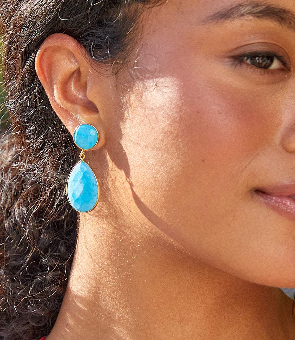 Teardrop Gemstone Drop Earrings