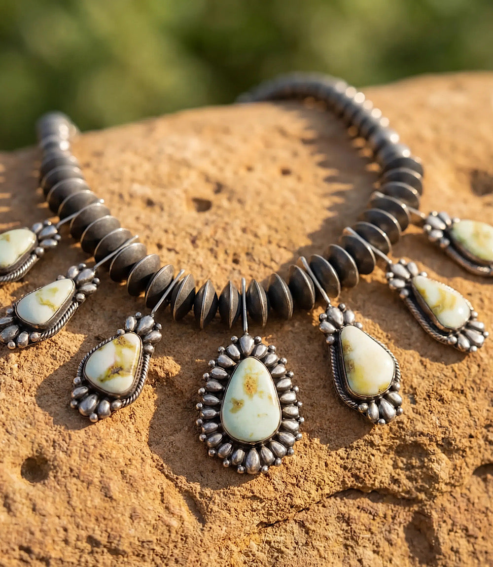 Palomino Turquoise Sterling Silver Necklace And Earring Set