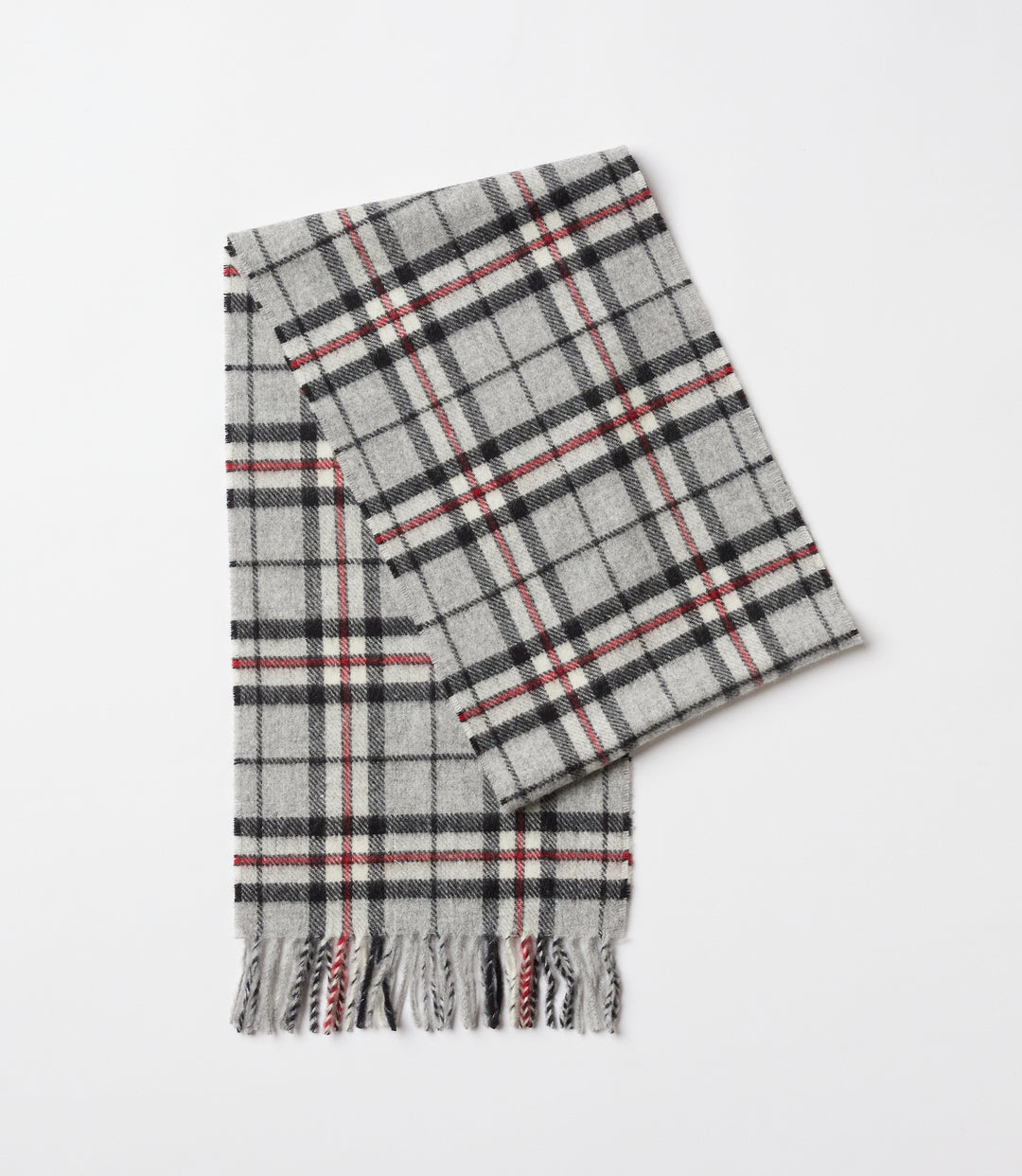 Merino Wool Fringed Plaid Scarf