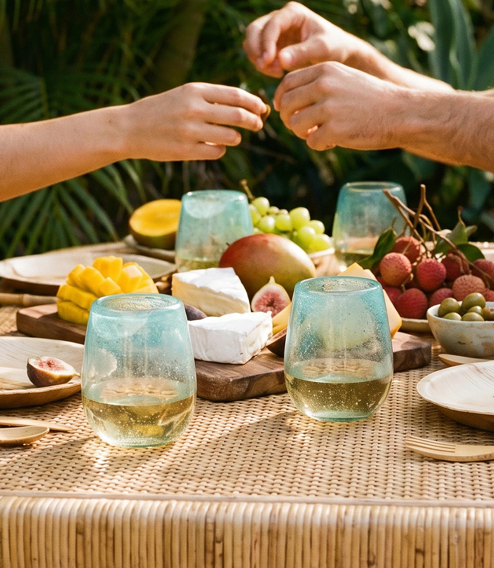 Karen Kane Women's Coastal Mirage Stemless Wine Glasses, Set Of 2, One Size,