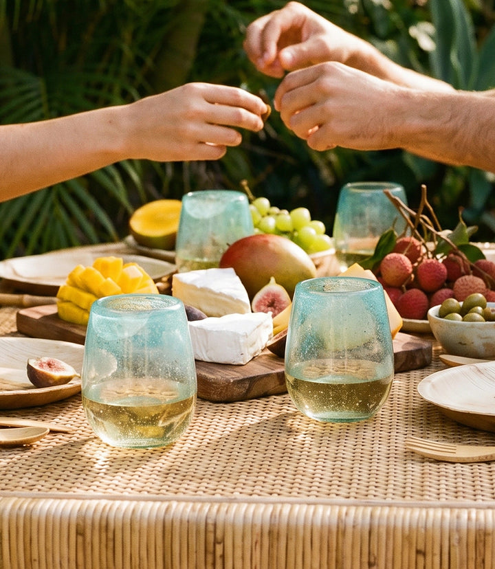 Coastal Mirage Stemless Wine Glasses, Set Of 2