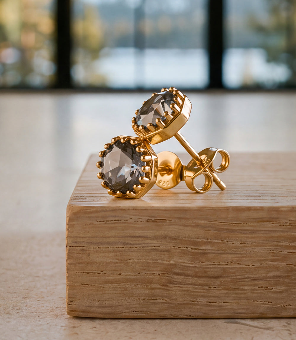 Georgian Collet Rose Cut Stud Earrings