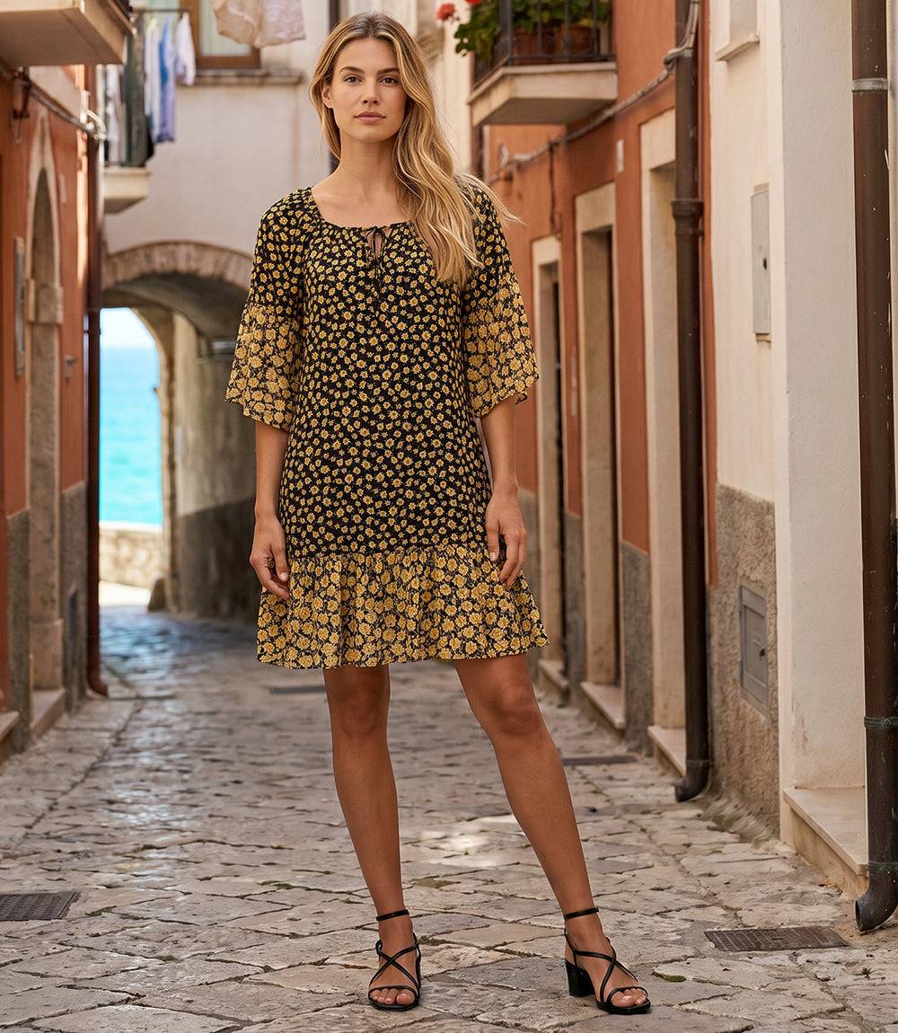 Contrast Ruffle Hem Dress