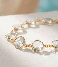 Gold Crystal Quartz Bracelet with faceted stones and toggle closure