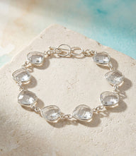 Silver Crystal Quartz bracelet with faceted stones and toggle closure