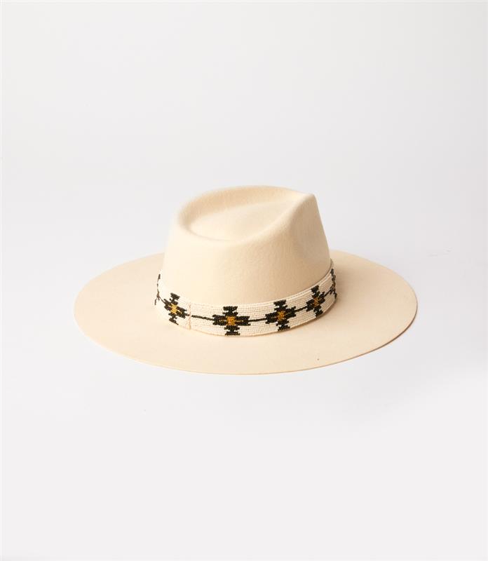 Hand-Beaded Wool Rancher Hat
