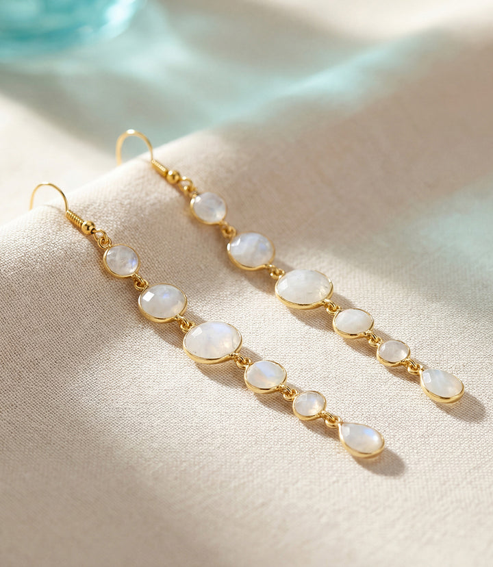 Dangling Moonstone Earrings