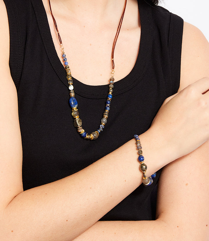 Blue Moon Shell And Gemstone Necklace