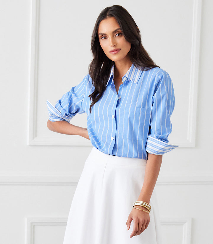 Contrast Ruched Sleeve Shirt