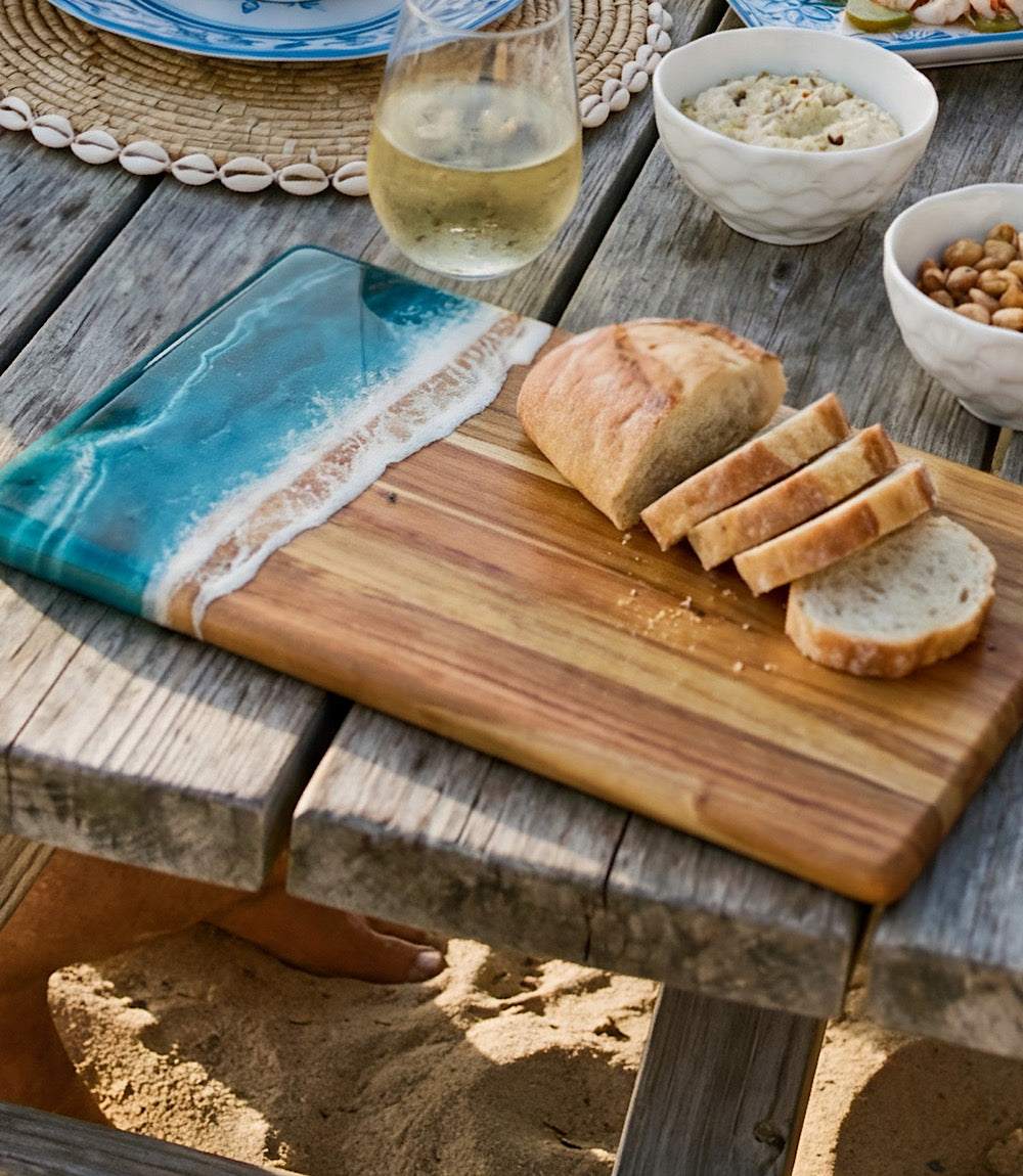 新品 ON AIR KYNE CERAMIC TRAY キネ トレイ Ocean Waves Wooden Serving Tray - Unique Handcrafted Acacia
