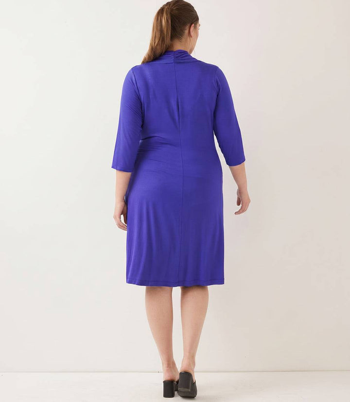Plus Size 3/4 Sleeve Cascade Wrap Dress