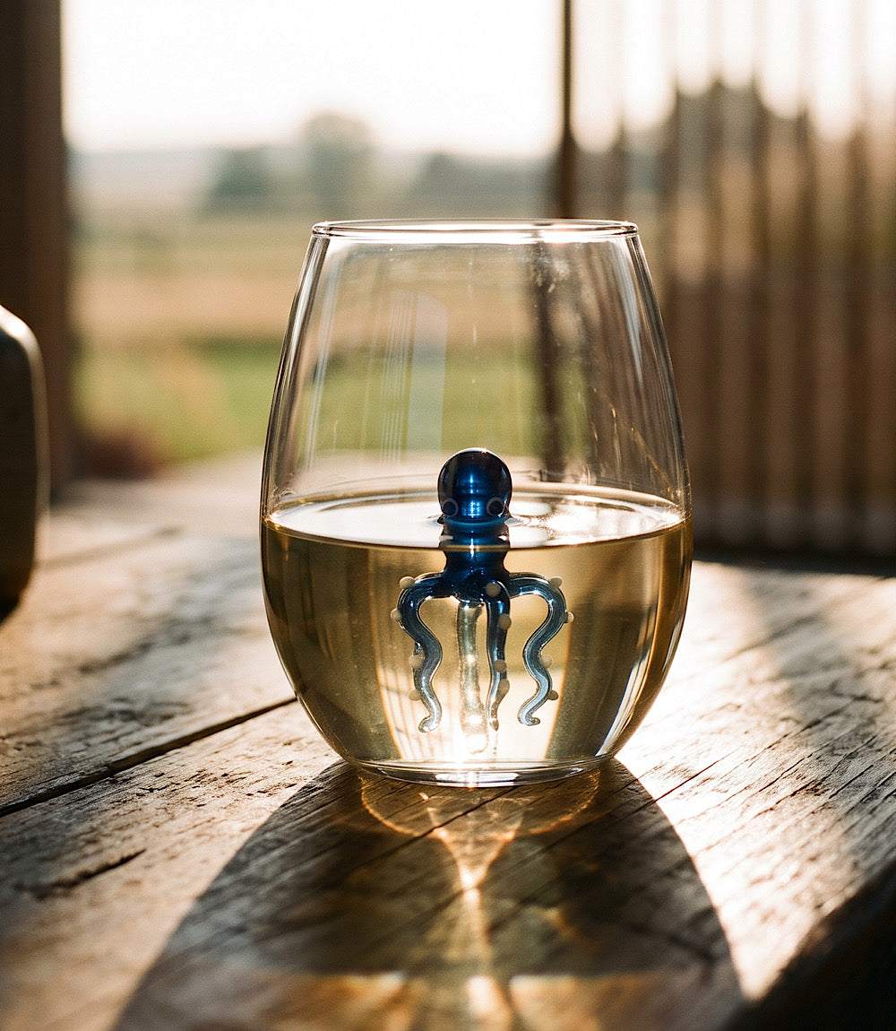 Octopus Stemless Wine Glass