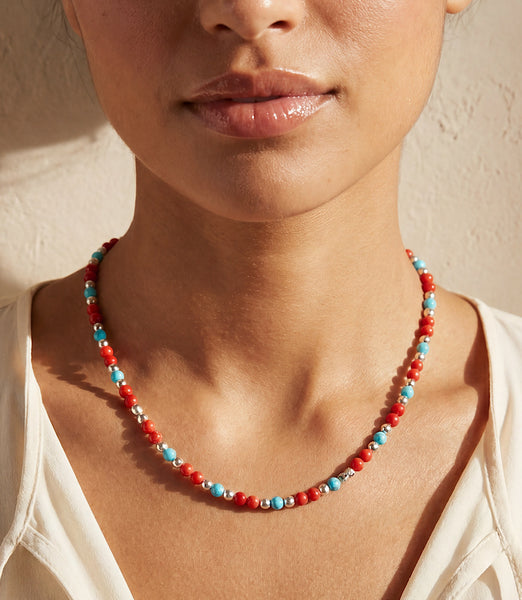 Turquoise And Red Coral Necklace – Karen Kane
