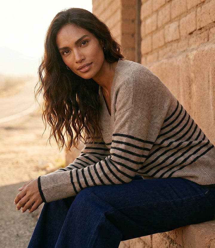 Stripe V-Neck Sweater