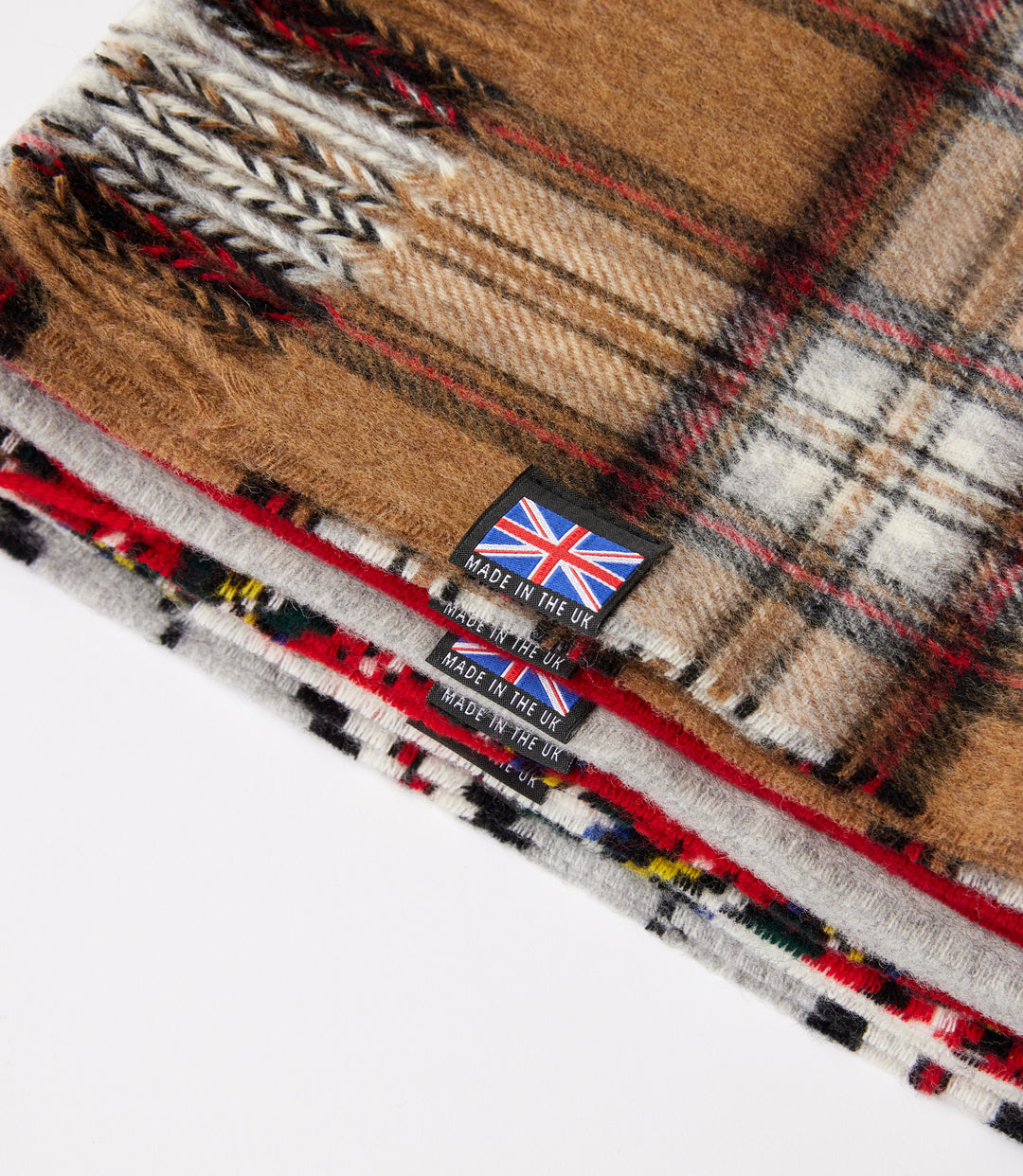 Merino Wool Fringed Plaid Scarf