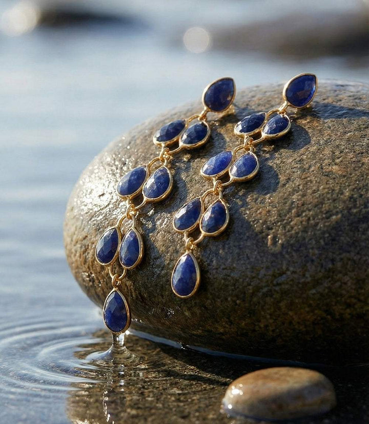 Feather Drop Gemstone Earrings