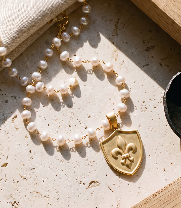 Fleur De Lis Pearl Necklace