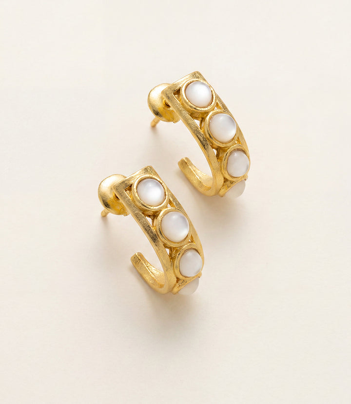 Inset Pearl Hoop Earrings
