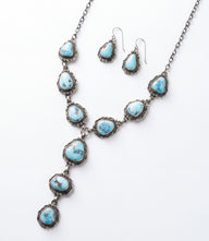 Golden Hill Turquoise Lariat Necklace And Earring Set