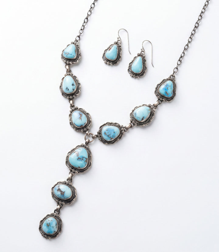 Golden Hill Turquoise Lariat Necklace And Earring Set