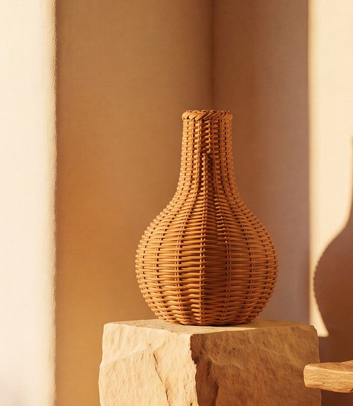 Laguna Column Basket Weave Resin Vase