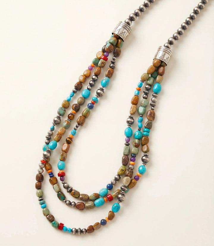 Beaded Multi Strand Turquoise Necklace