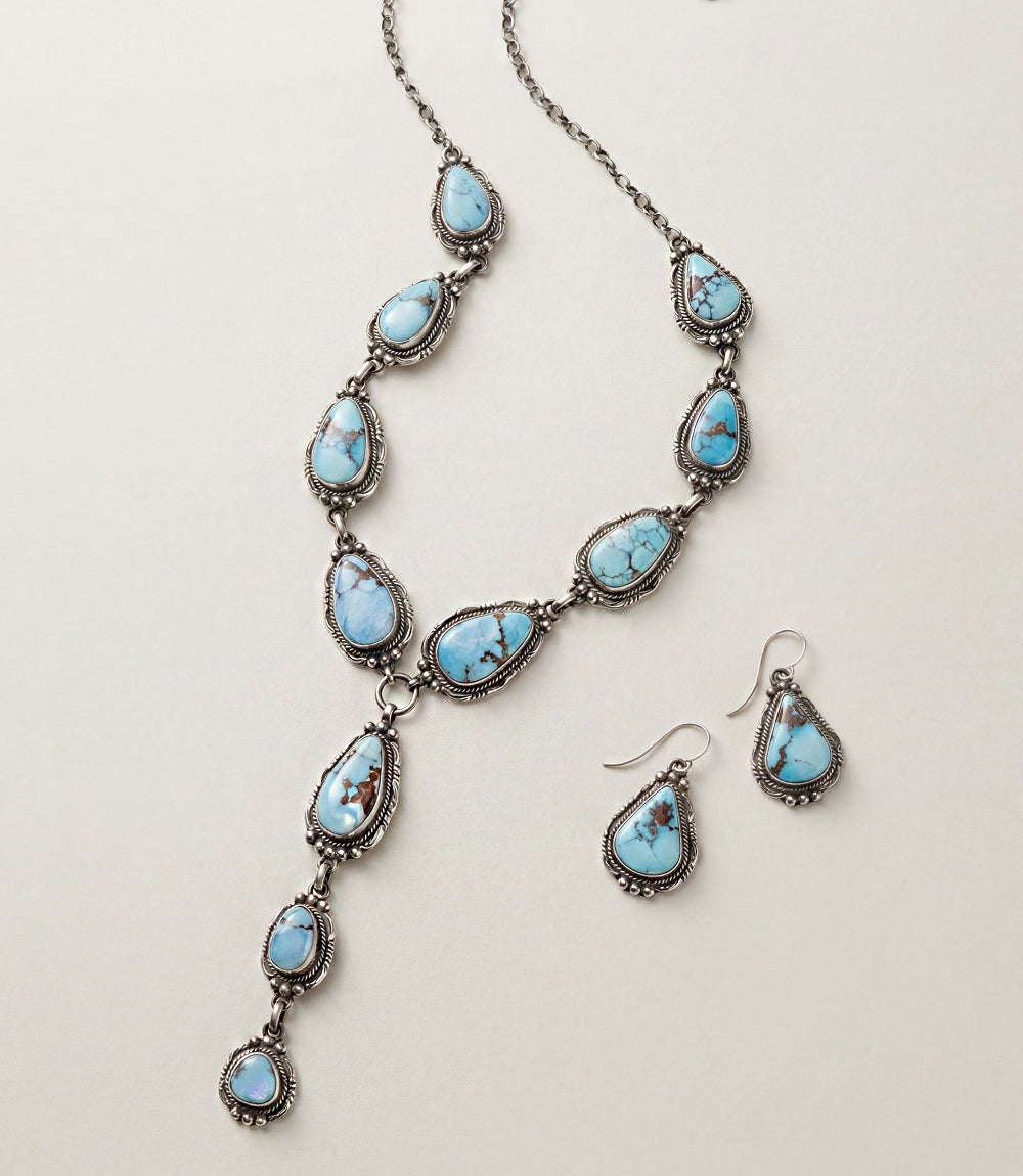 Golden Hill Turquoise Sterling Silver Necklace Set